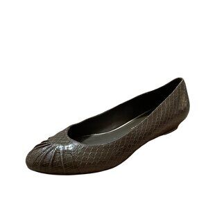 Loeffler Randall Women's Brown Leather Croc Embossed Vibram Ballet Flats Size 7